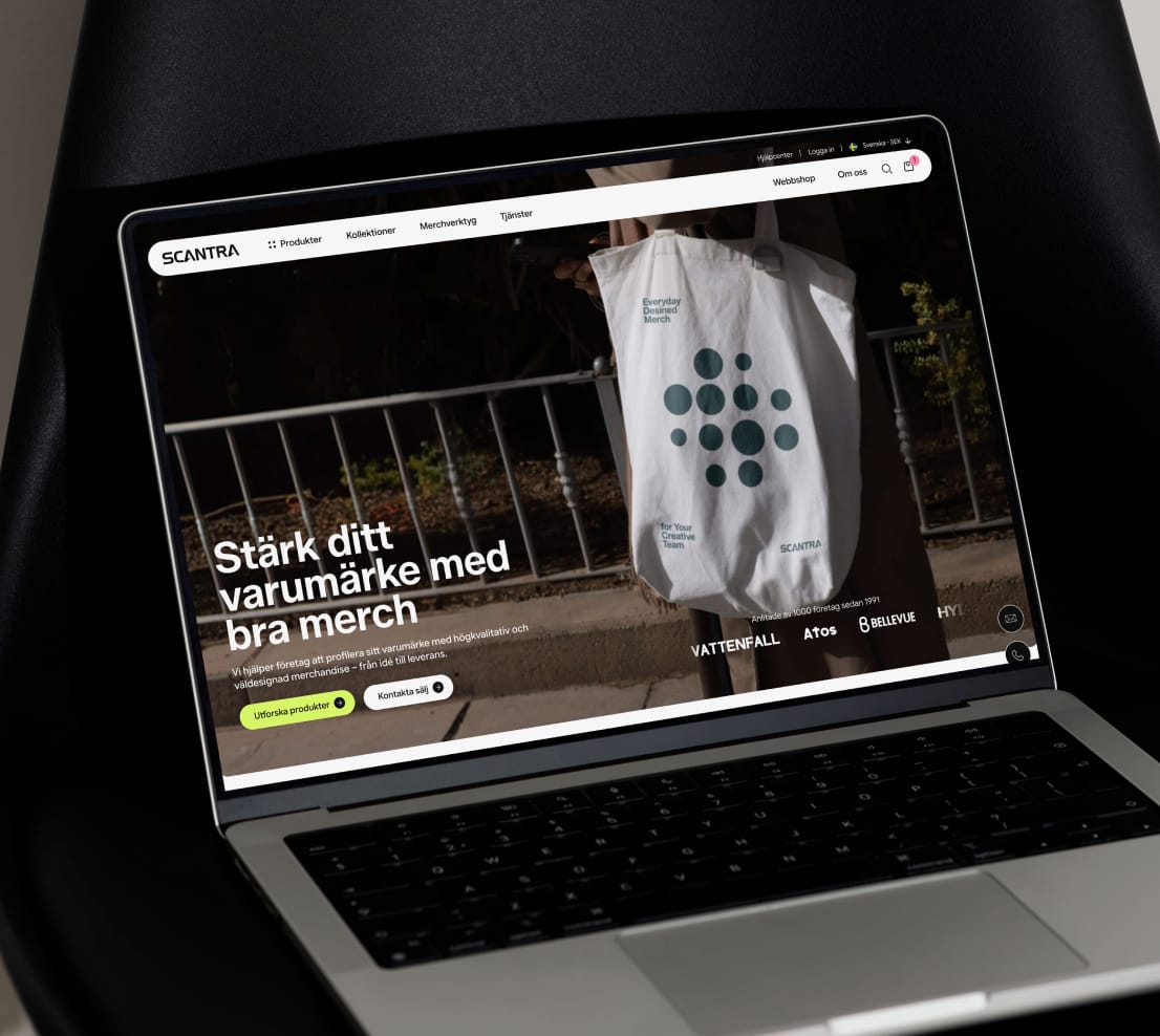Laptop som visar Scantras webbplats
